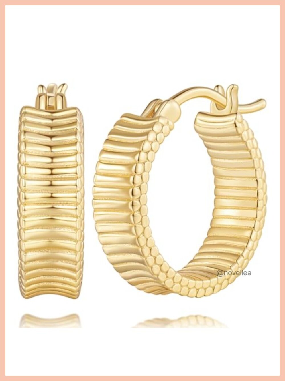14k Gold Plated 19mm Hoop Earrings Hypoallergenic Latch Back Women